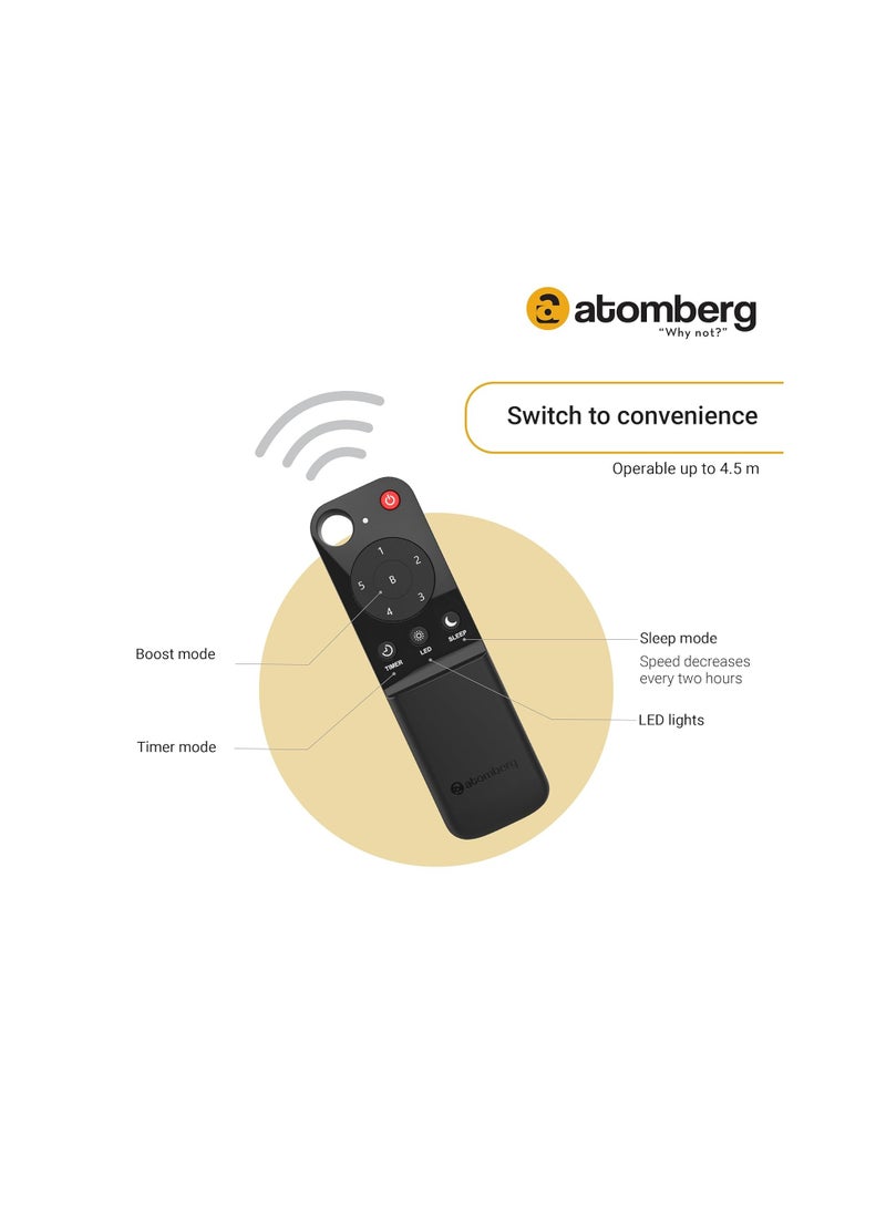atomberg Renesa 1200mm BLDC Ceiling Fan with Remote Control | BEE 5 star Rated Energy Efficient Ceiling Fan | High Air Delivery with LED Indicators | 2+1 Year Warranty by Atomberg (Brown & Black)