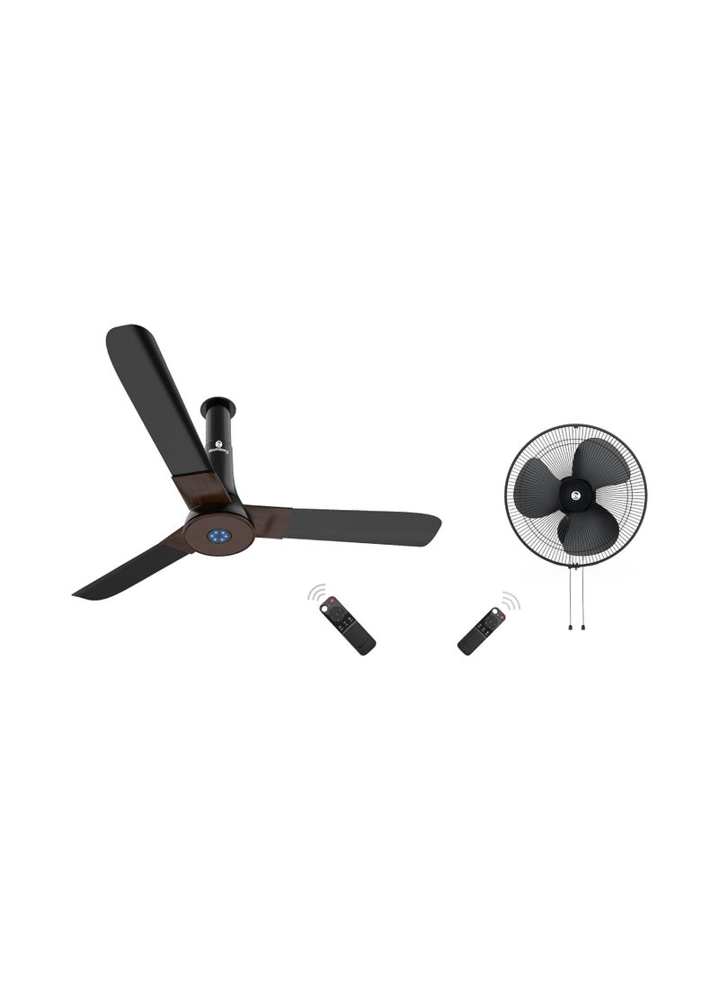 atomberg Studio+ 1200mm BLDC Motor 5 Star Rated Ceiling Fans for Home with Remote Control (Earth Brown) Renesa 400mm Wall-Mounted Fan for Home | with Remote Control (Midnight Black)