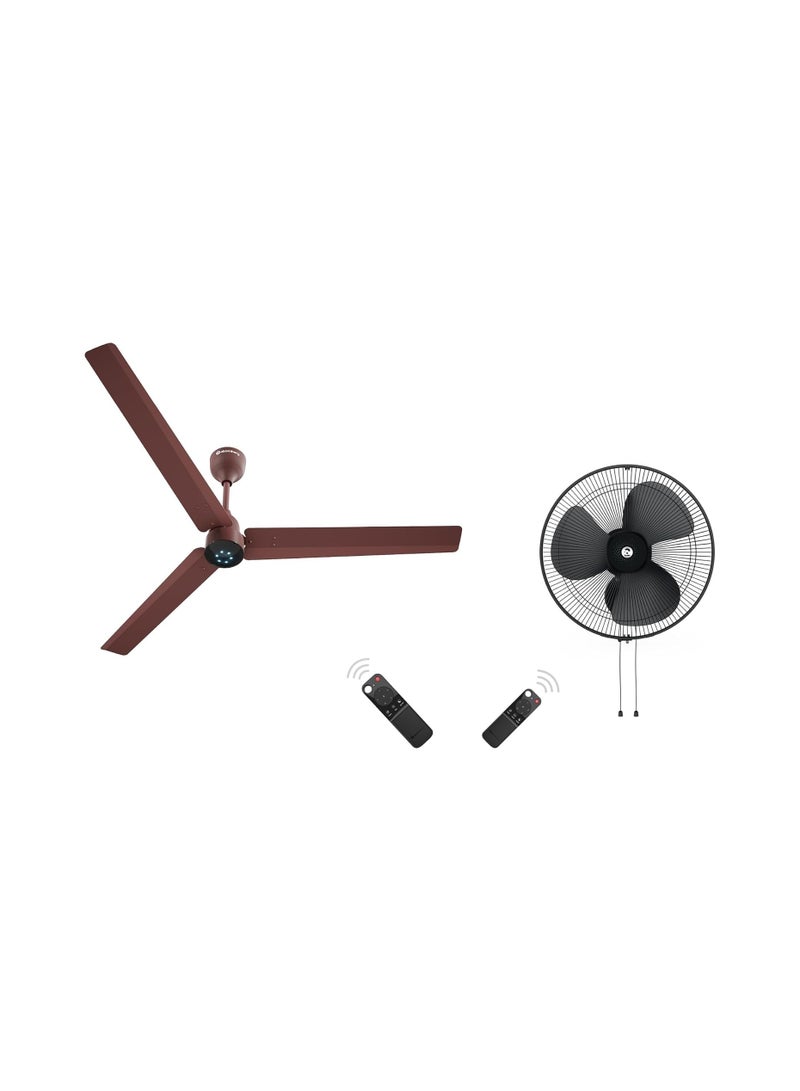 atomberg Renesa 1400mm BLDC Motor 5 Star Rated Ceiling Fans for Home with Remote Control (Matte Brown) Renesa 400mm Wall-Mounted Fan for Home | with Remote Control (Midnight Black)