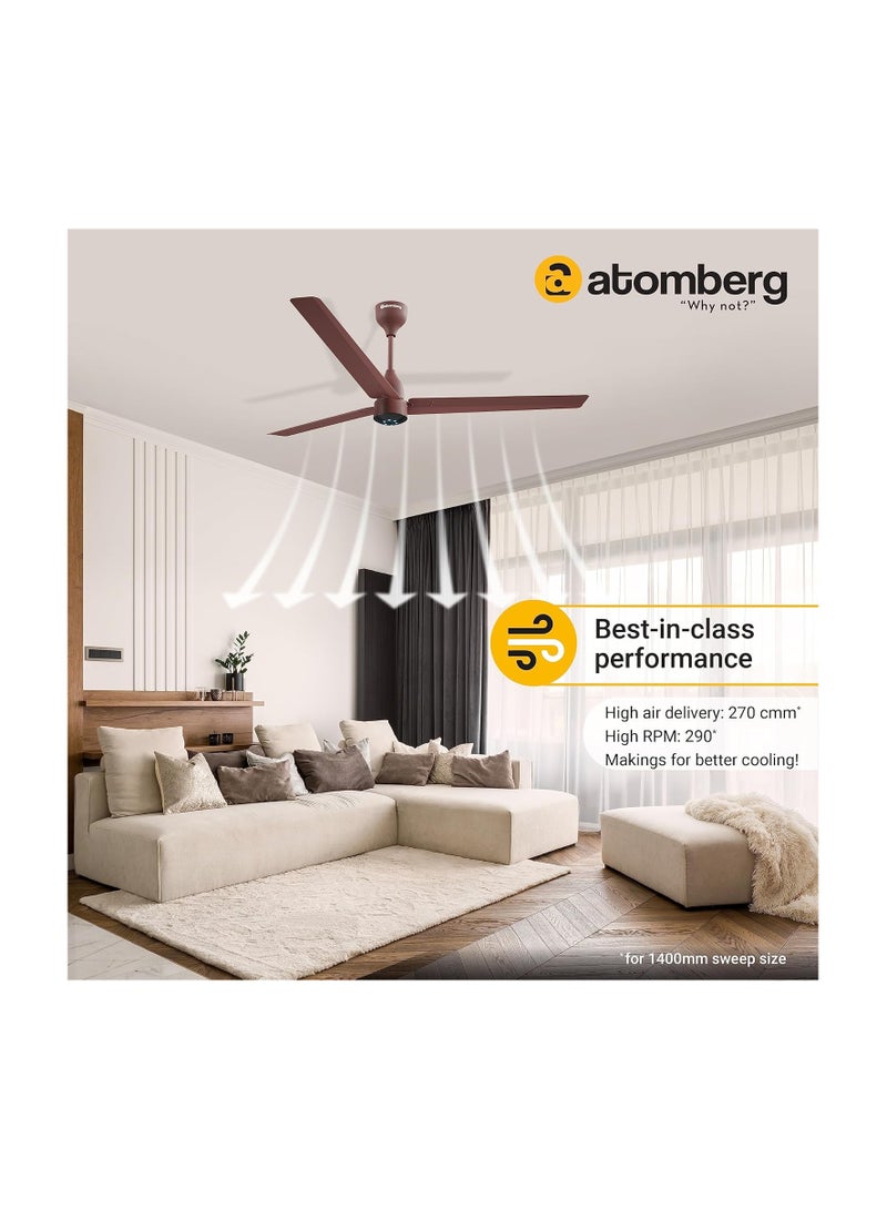 atomberg Renesa 1400mm BLDC Motor 5 Star Rated Ceiling Fans for Home with Remote Control (Matte Brown) Renesa 400mm Wall-Mounted Fan for Home | with Remote Control (Midnight Black)