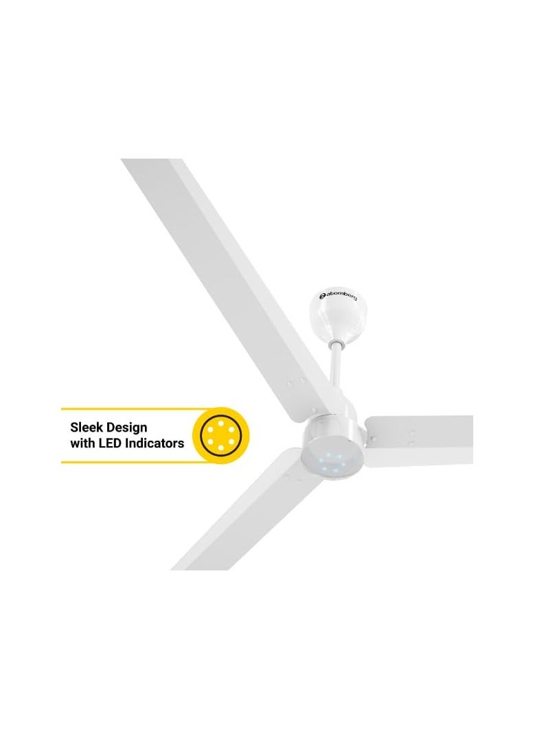 atomberg Renesa 900mm BLDC Ceiling Fan with Remote Control | BEE 5 star Rated Energy Efficient Ceiling Fan | High Air Delivery with LED Indicators | 2+1 Year Warranty (Gloss White)