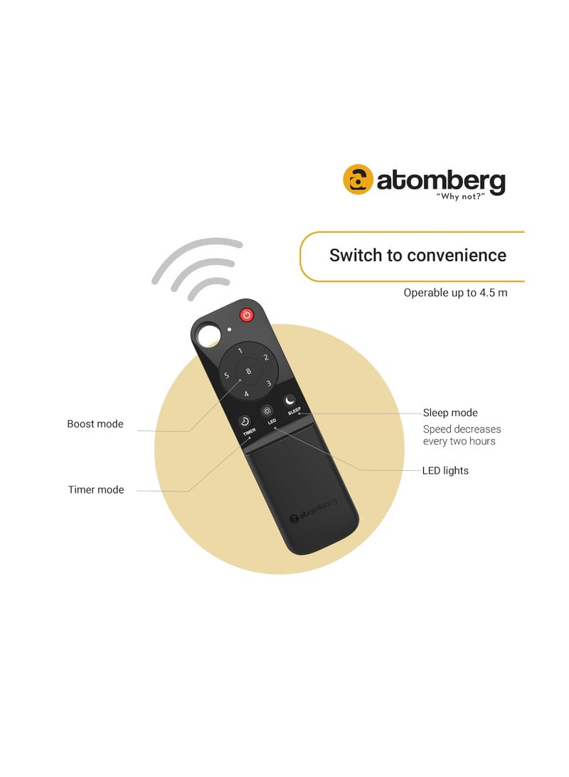atomberg Renesa+ 1200mm BLDC Ceiling Fan with Remote Control | BEE 5 star Rated Energy Efficient Ceiling Fan | High Air Delivery with LED Indicators | 2+1 Year Warranty by Atomberg (Dark Walnut)