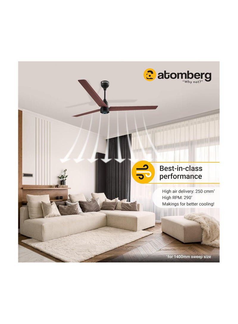 atomberg Renesa+ 1200mm BLDC Ceiling Fan with Remote Control | BEE 5 star Rated Energy Efficient Ceiling Fan | High Air Delivery with LED Indicators | 2+1 Year Warranty by Atomberg (Dark Walnut)