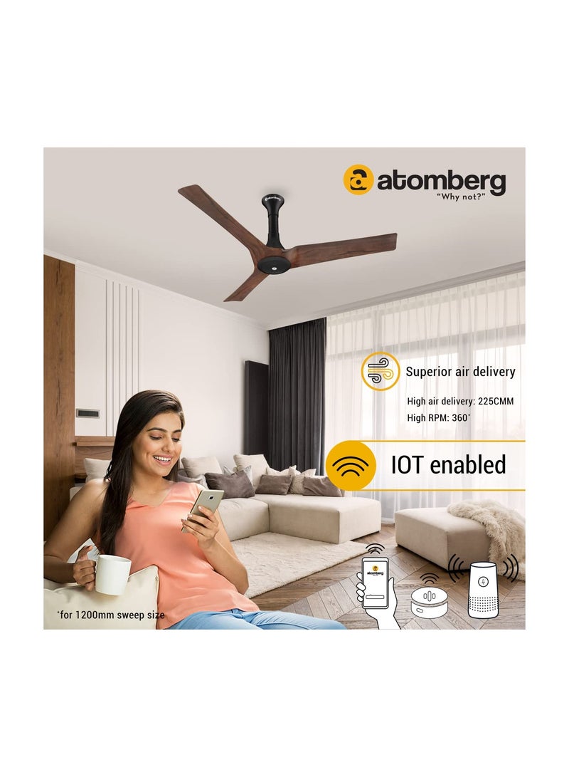 atomberg Aris 1200mm BLDC Ceiling Fan with IoT & Remote Control | Smart Fan with Noiseless Operation (Dark Teakwood)