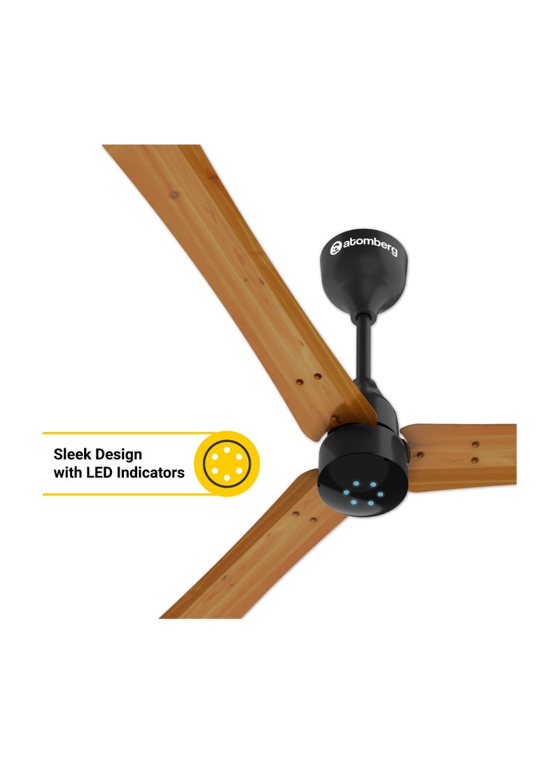 atomberg Renesa+ 1200mm BLDC Ceiling Fan with Remote Control | BEE 5 star Rated Energy Efficient Ceiling Fan | High Air Delivery with LED Indicators | 2+1 Year Warranty (Golden Oakwood)