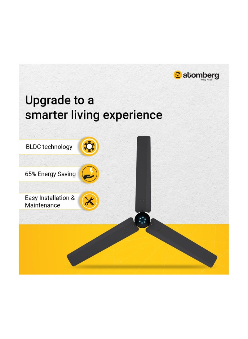 atomberg Renesa Smart 1200mm BLDC Ceiling Fan with IoT & Remote |Energy Efficient Ceiling Fan | High Air Delivery with LED Indicators (Pebble Grey)