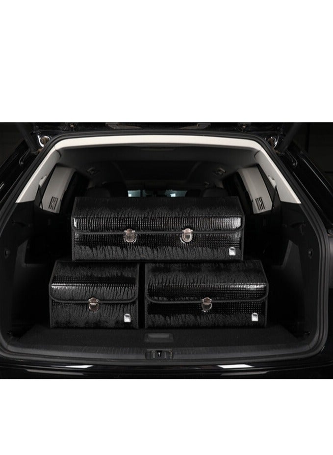 Outdoor Foldable Car Trunk Storage Box Black, Car Storage Box, Thick Leather Storage Box Storage Box, Foldable