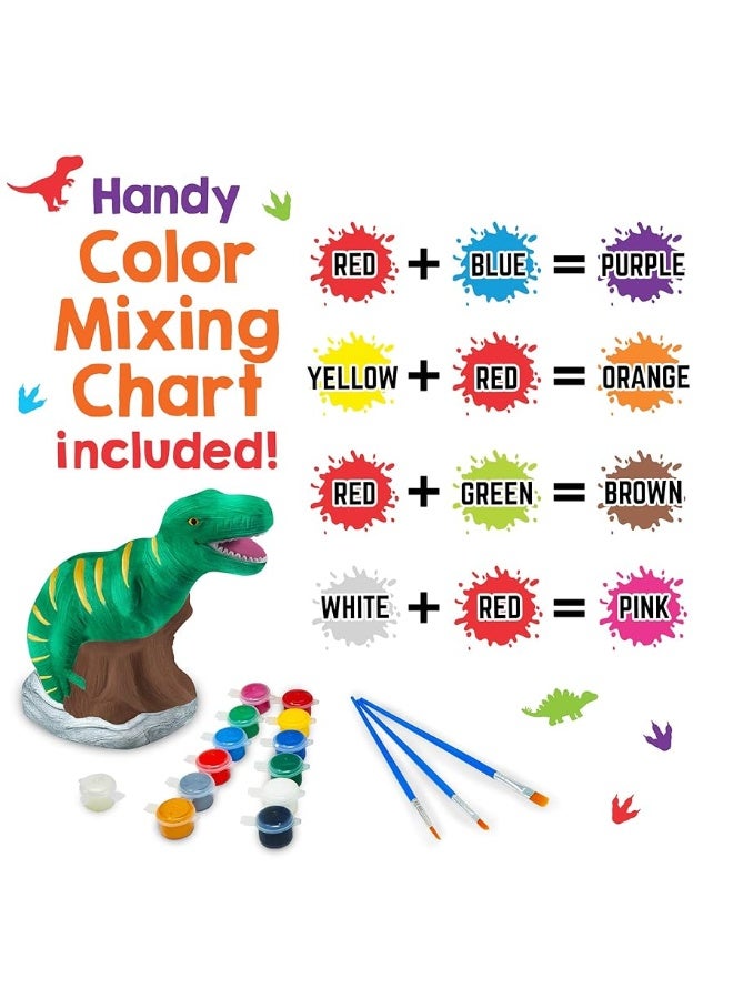 Original Stationery Paint Your Own Dinosaur Money Bank, Awesome Craft Kit with 13 Paint Colors, Roarsome Crafts for Kids and Fun Birthday Gift Idea