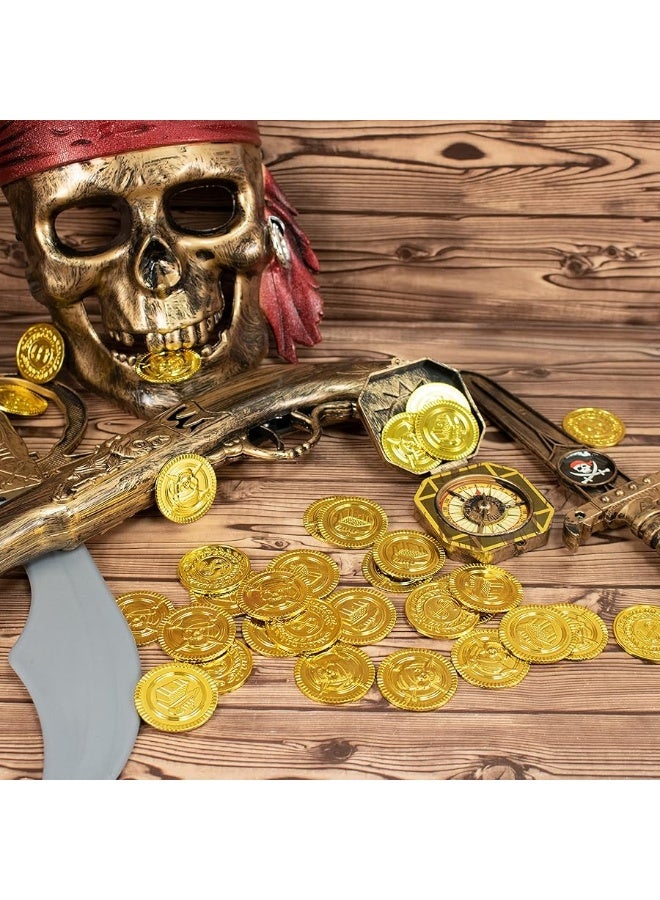 GiftExpress Plastic Gold Coins  144 Count Kids Play Money Pirate Tokens  Toy Treasure Hunts Chests Cauldrons Decorations  Party Favors