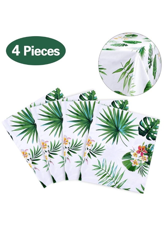 4 Pack Hawaiian Luau Tablecloths for Party Decoration, Hawaii Disposable Plastic Rectangular Table Covers, Aloha Tropical Palm Leaves Table Cloth, Summer Beach Kids Birthday Cocktail Party Supplies