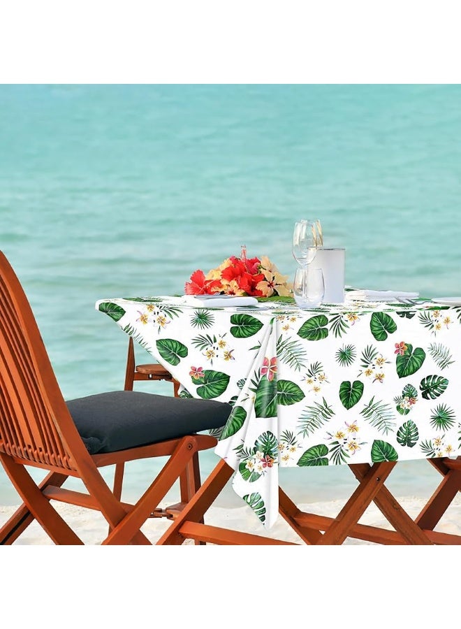 3 Pack Hawaiian Luau Tablecloths for Party Decoration, Hawaii Disposable Plastic Rectangular Table Covers, Aloha Tropical Palm Leaves Table Cloth, Summer Beach Kids Birthday Cocktail Party Supplies