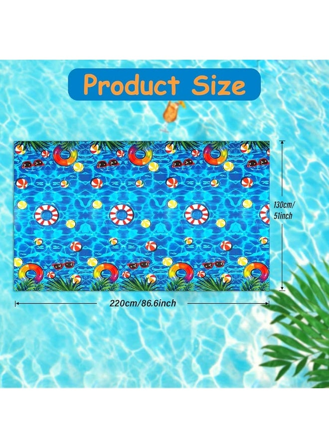 PHOGARY 3 Pieces Summer Beach Tablecloths Pool Party Table Covers Beach Ball Plastic Tablecloth Ocean Waves Tablecover for Pool Party Decorations