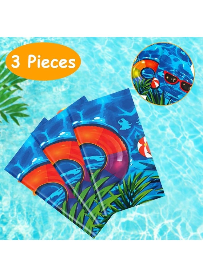 PHOGARY 3 Pieces Summer Beach Tablecloths Pool Party Table Covers Beach Ball Plastic Tablecloth Ocean Waves Tablecover for Pool Party Decorations