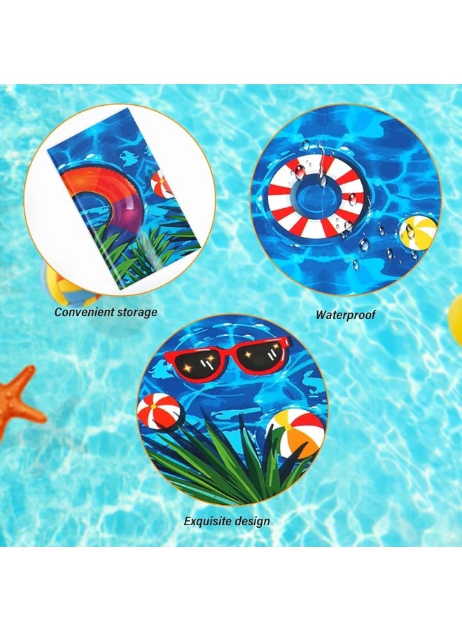 PHOGARY 3 Pieces Summer Beach Tablecloths Pool Party Table Covers Beach Ball Plastic Tablecloth Ocean Waves Tablecover for Pool Party Decorations