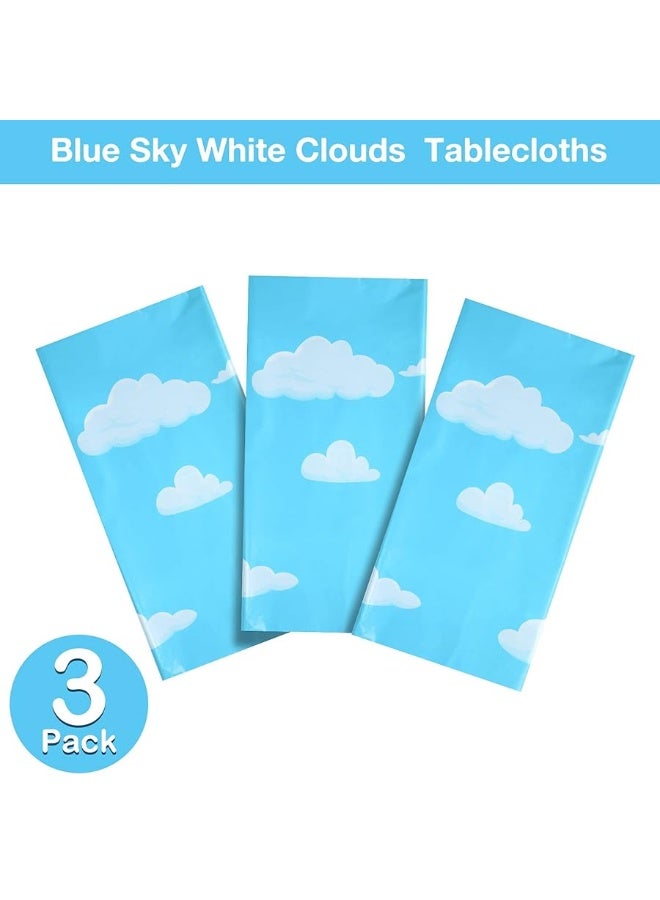 Blue Sky White Clouds Birthday Party Supplies Cartoon Story Tablecloth Party Table Cover Cartoon Table Banner for Baby Kids Shower Birthday Party Decorations, 54 x 108 Inchï¼ˆ3ï¼‰