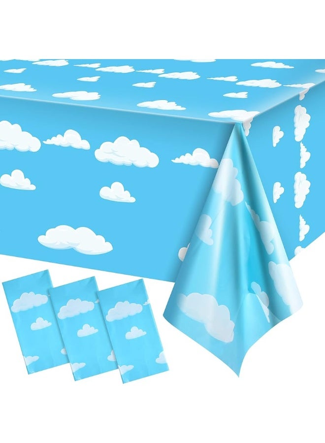 Blue Sky White Clouds Birthday Party Supplies Cartoon Story Tablecloth Party Table Cover Cartoon Table Banner for Baby Kids Shower Birthday Party Decorations, 54 x 108 Inchï¼ˆ3ï¼‰