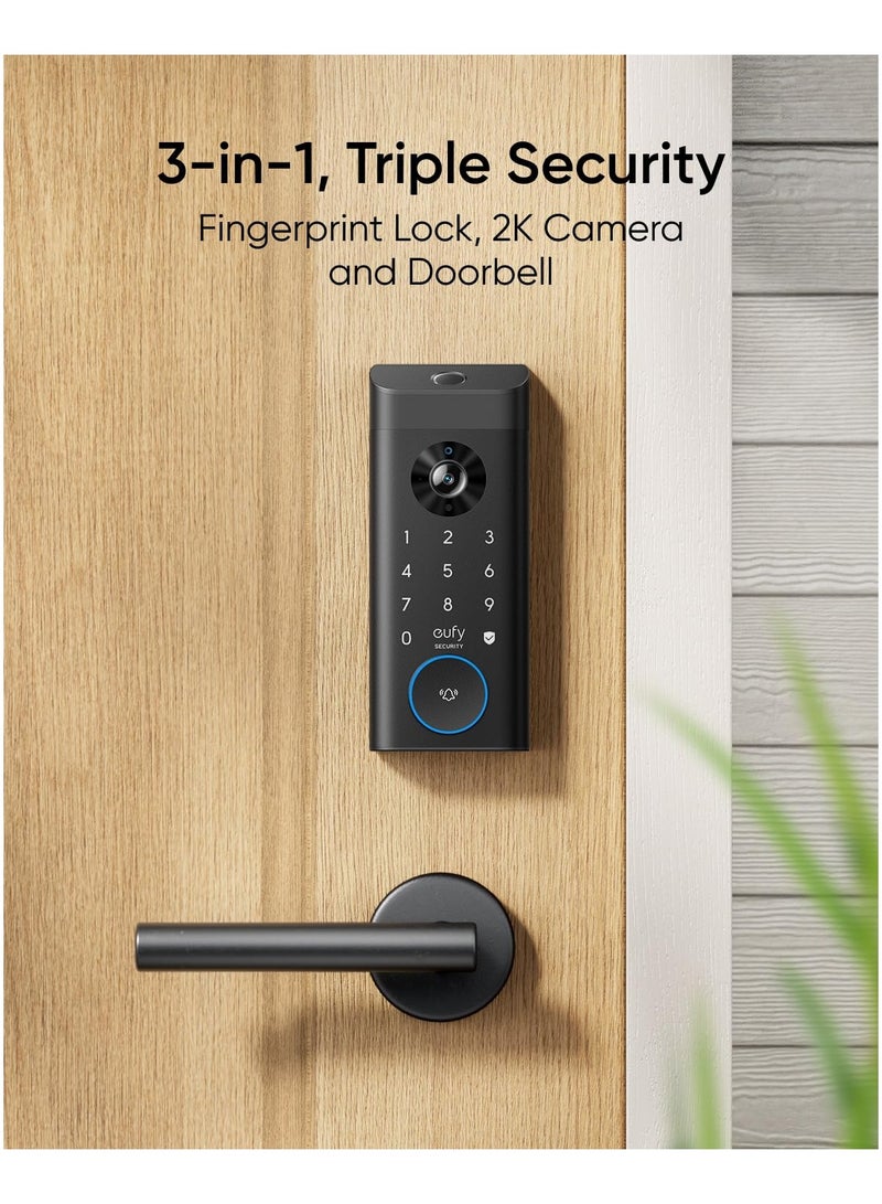 eufy Video Smart Lock E330, 3-in-1 Camera+Doorbell+Fingerprint Keyless Entry Door Lock-T85311Y1