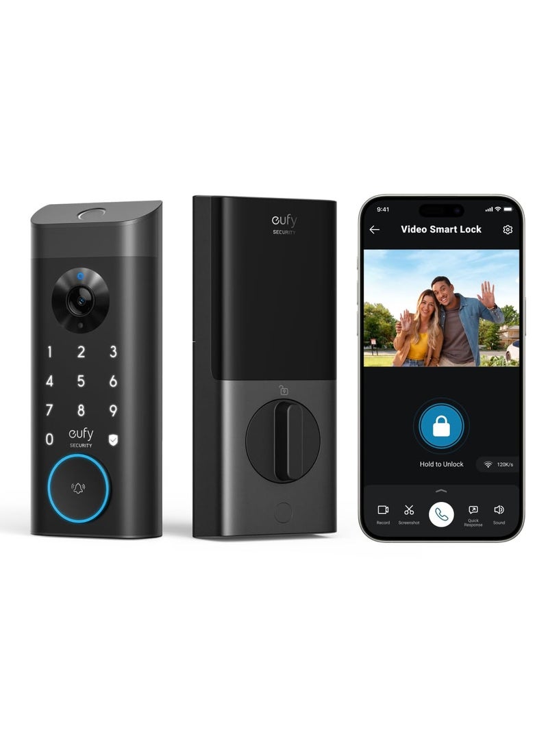 eufy Video Smart Lock E330, 3-in-1 Camera+Doorbell+Fingerprint Keyless Entry Door Lock-T85311Y1