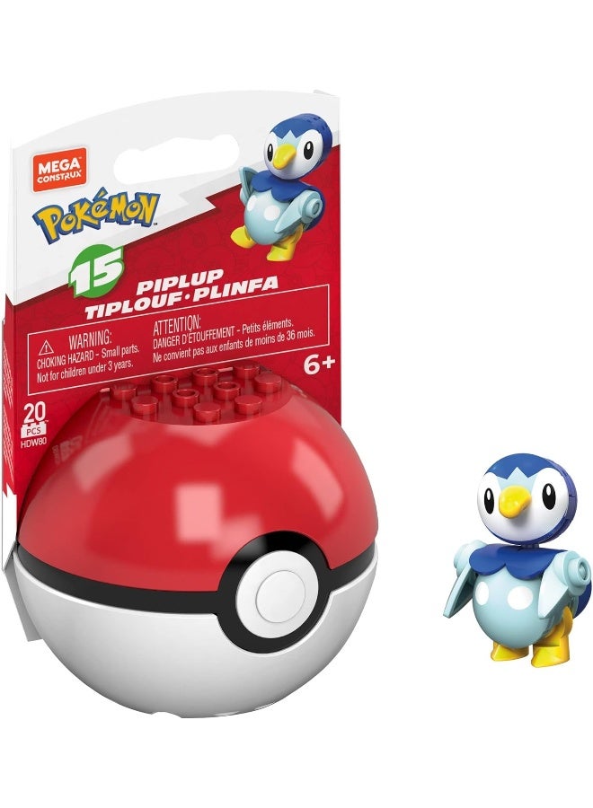 MEGA Pokemon Piplup Building Set with 18 Bricks and Special Pieces, Toy Gift Set for Ages 6 and up