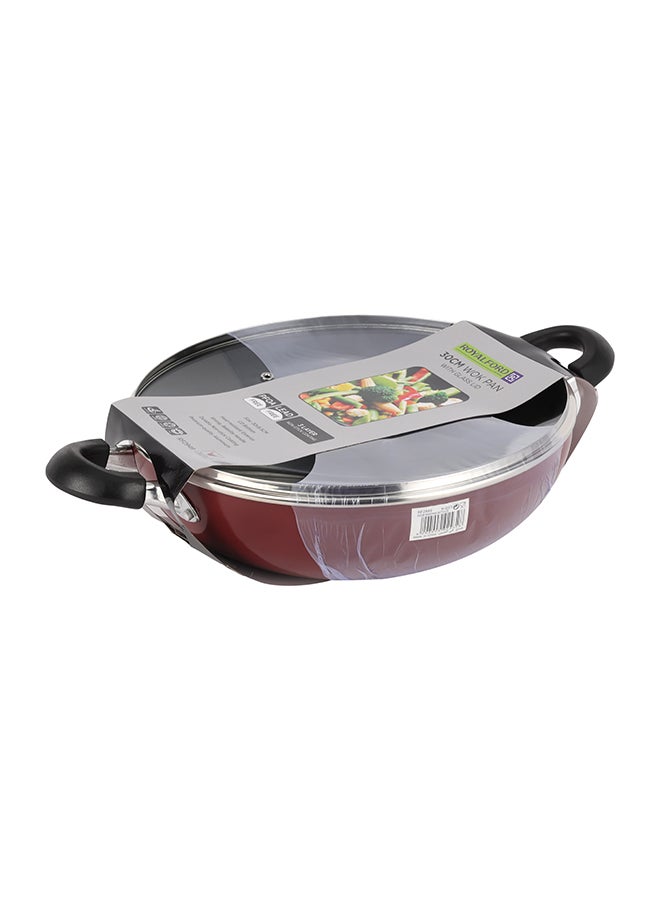 Wok Pan With Lid Red 30cm