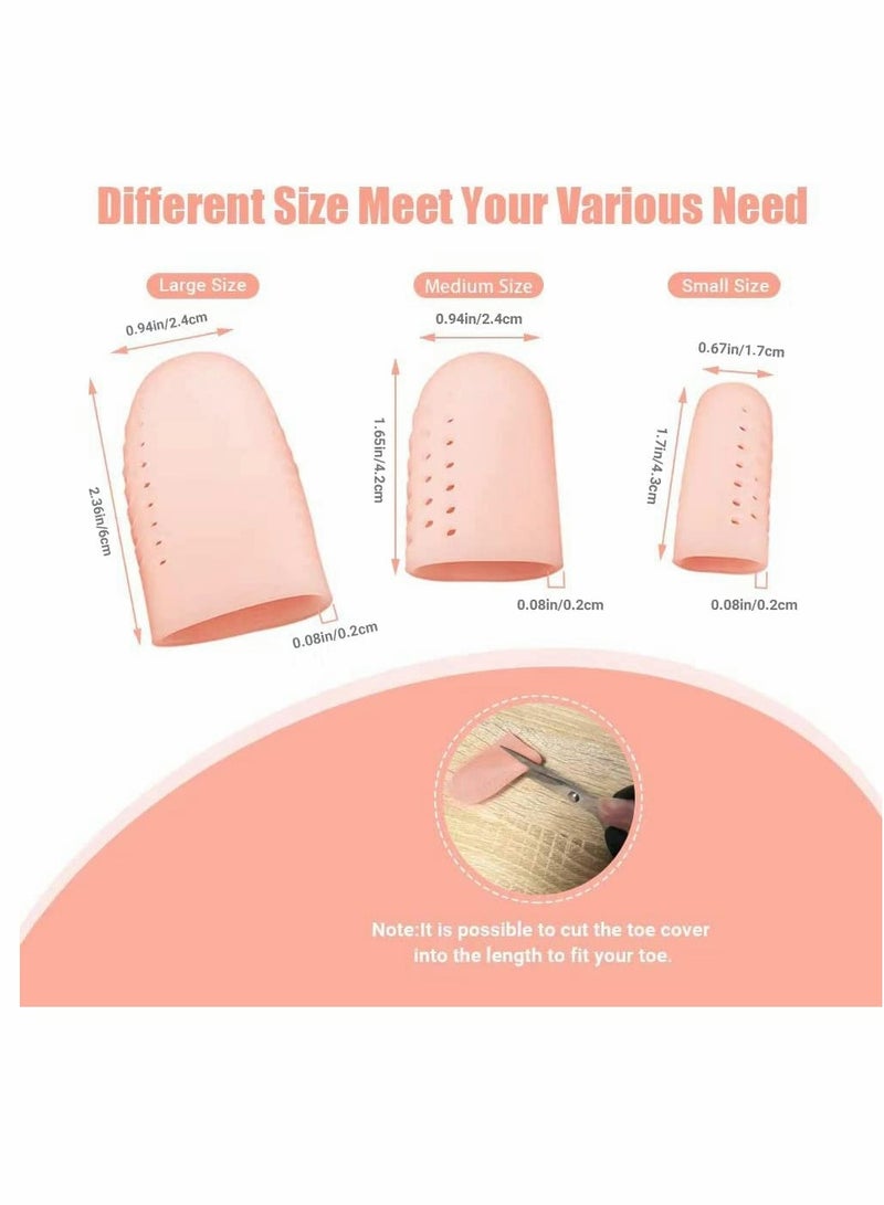 Silicone Gel Toe Caps - 12 Pcs Breathable Bunion Pads & Cushion Sleeves for Big Toe Protection Against Ingrown Toenails, Corns, Calluses & Blisters