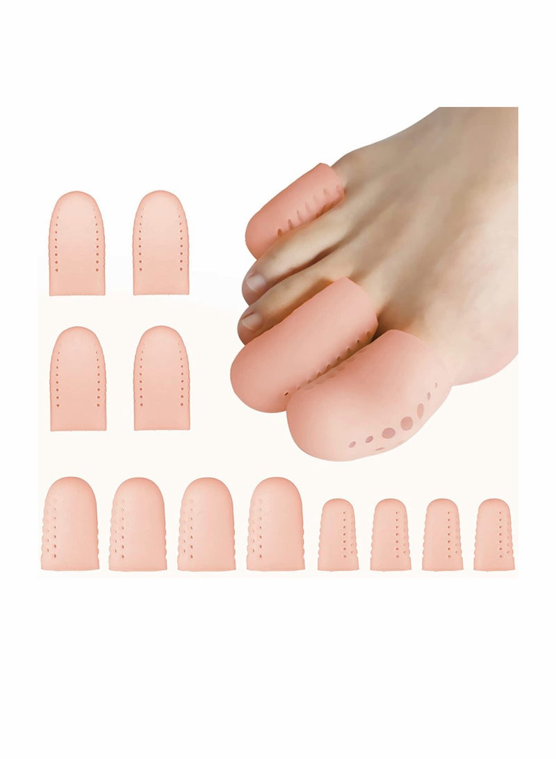 Silicone Gel Toe Caps - 12 Pcs Breathable Bunion Pads & Cushion Sleeves for Big Toe Protection Against Ingrown Toenails, Corns, Calluses & Blisters