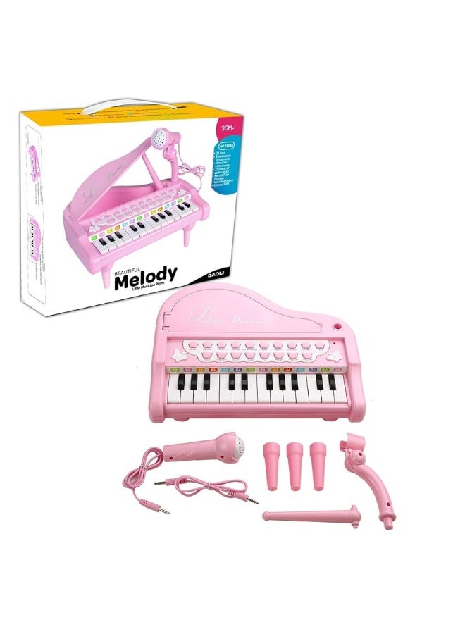 Love&Mini Pink Piano Toys for 1+Years Old Girls First Birthday Gifts Toddler Piano Music Toy Instruments with 24 Keys and Microphone