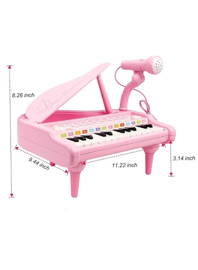 Love&Mini Pink Piano Toys for 1+Years Old Girls First Birthday Gifts Toddler Piano Music Toy Instruments with 24 Keys and Microphone