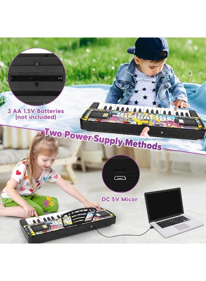 M SANMERSEN Piano Keyboard for Kids, Piano for Kids Music Keyboards 37 Keys Electronic Pianos with Music Book Bracket Musical Toys for Toddlers Kids Beginners 3-8 Years Old Girls Boys