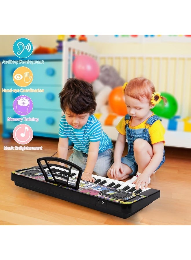 M SANMERSEN Piano Keyboard for Kids, Piano for Kids Music Keyboards 37 Keys Electronic Pianos with Music Book Bracket Musical Toys for Toddlers Kids Beginners 3-8 Years Old Girls Boys