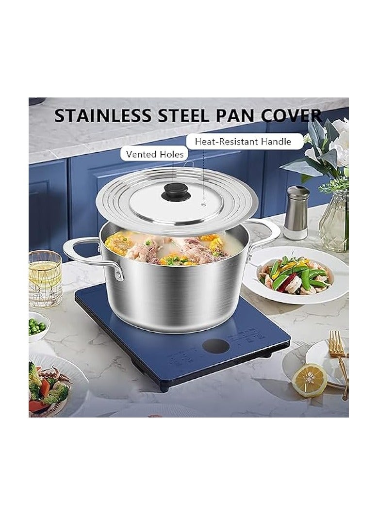 Universal Lid for Pots and Pans Skillets, Stainless Steel Pan Cover fit Fits 24-30cm Cookware, Large Replacement Frying Pan