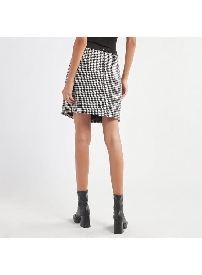 Textured Mini Skirt with Button Detail