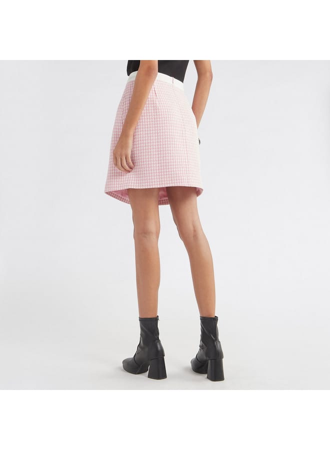 Textured Mini Skirt with Button Detail