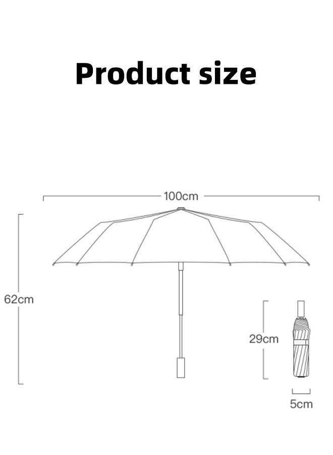 Women 16 Ribs Retro UPF50+ UV Protection Wind Resistant Travel Umbrella Black/Blue