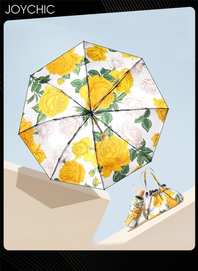 8 Ribs Printing UPF50+ UV Protection Umbrella 5 Fold Small Compact Sun and Rain Umbrella Multicolor