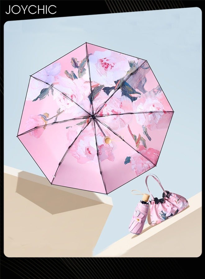 Printing Lightweight Portable Windproof Parasol Umbrella with UV Protection Multicolor