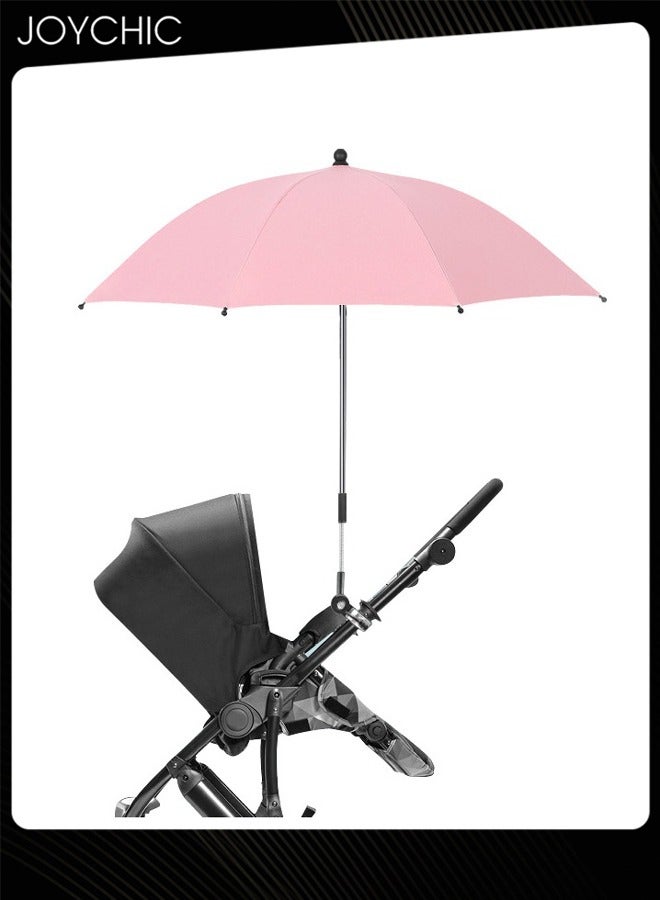 Baby Pram Parasol 50+ UV 85cm Stroller Umbrella with Adjustable Fixing Clamp for Pram Stroller Pushchair and Buggy Pink