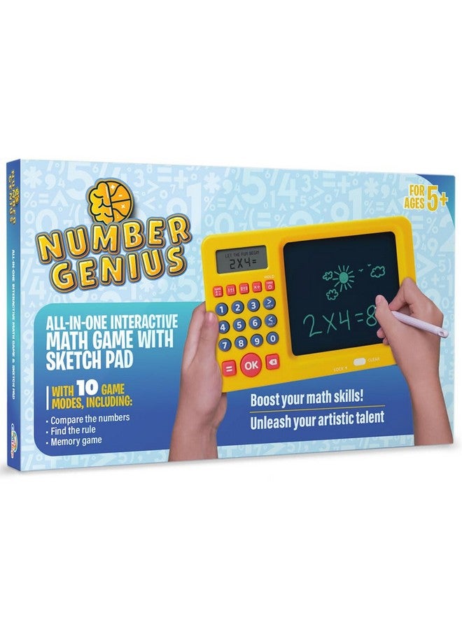 Number Genius Interactive Electronic Math Game With Sketch Pad Educational Math Learning Games For Kids: Addition Subtraction Multiplication Division Number Comparison&Logic Yellow