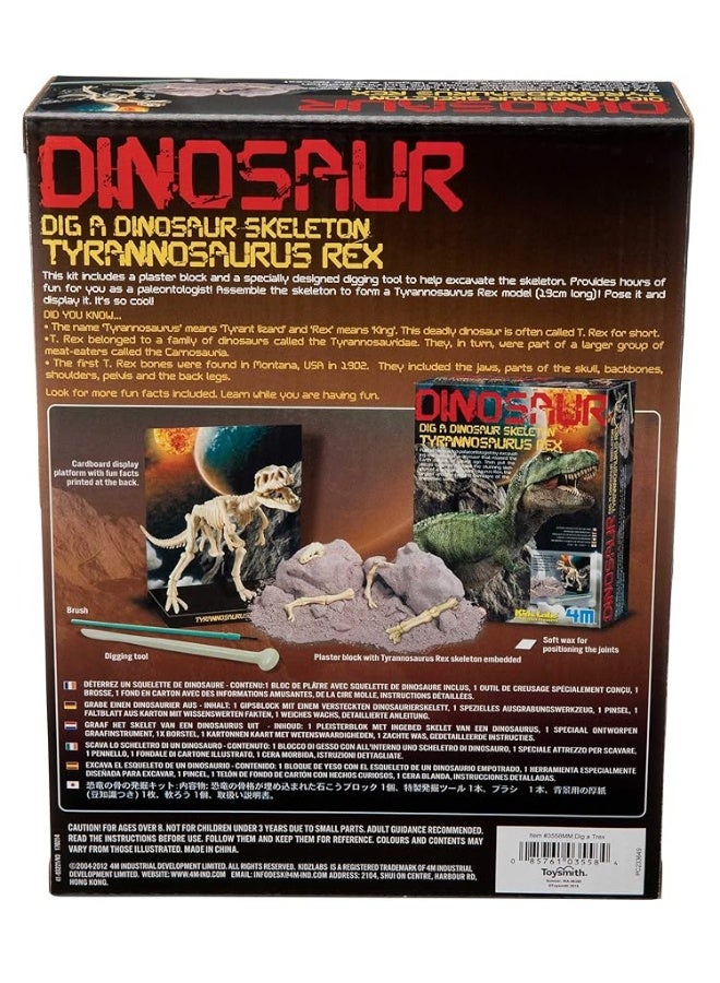 4M KidzLabs Dig A Dino Tyrannosaurus Rex, Paleontology Skeleton Fossil Dinosaur Discovery - STEM Toys Educational Gift for Kids & Teens, Girls & Boys