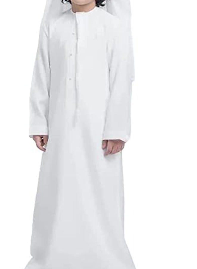 YATHREB Kids white Kandoora Thobe Arab dress Thobe, Dishdasha, Kandora Arabic Muslim Wear For Kids Islamic Muslim Praying Dressing Robe