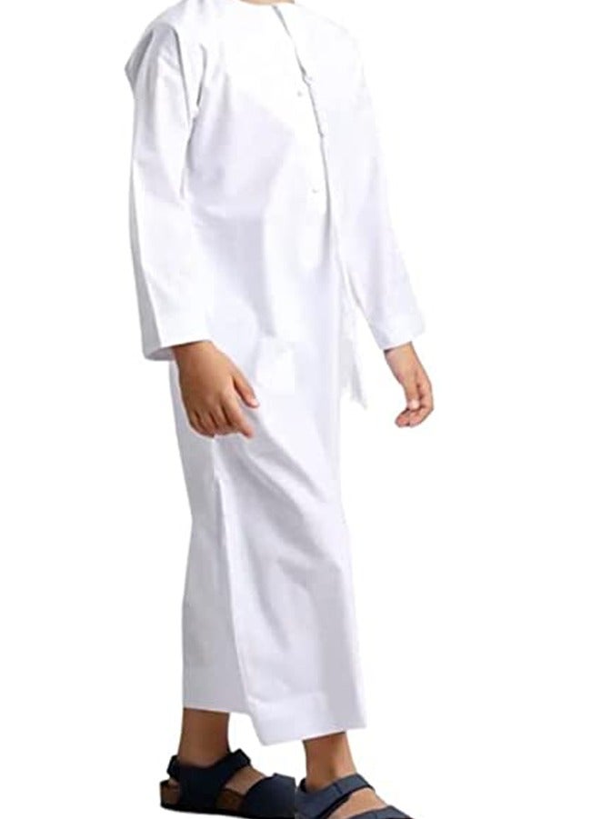 YATHREB Kids white Kandoora Thobe Arab dress Thobe, Dishdasha, Kandora Arabic Muslim Wear For Kids Islamic Muslim Praying Dressing Robe