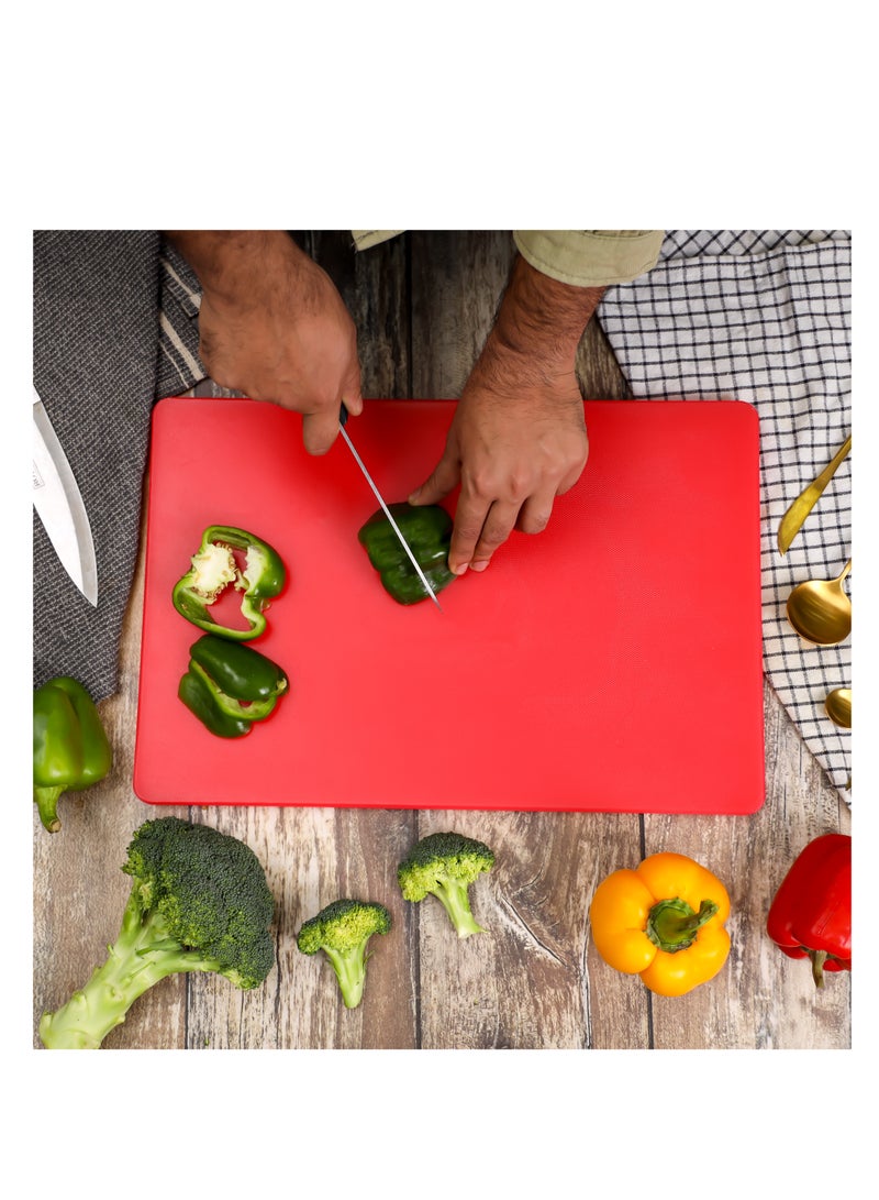 Royalford Classic Cutting Board- RF12108/ Plastic Chopping Board for Cut, Slicing Needs/ 2 cm Extra Thick, Perfect for Poultry, Fruits, Vegetables, Fish, Meat/ Easy to Use, Crack-Resistant, Odor-Proof Multicolor