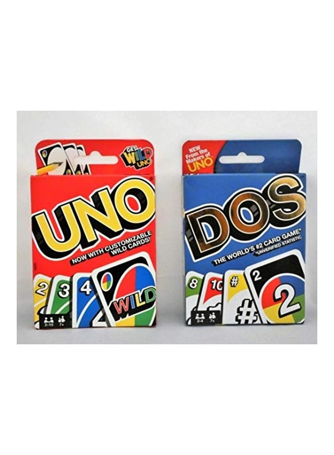 Uno Card Game Bundled with Dos Card Game 2x8inch