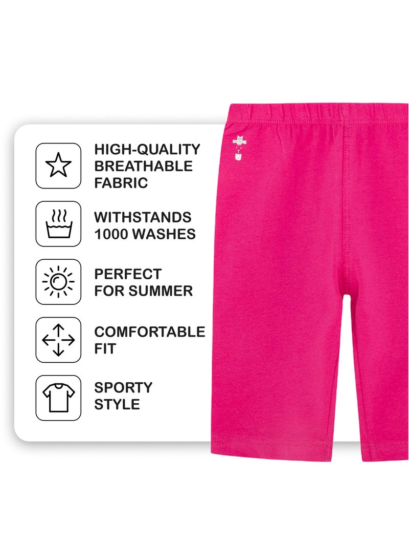 Soft and Comfortable Fuchsia Cotton Cycling Shorts for Girls