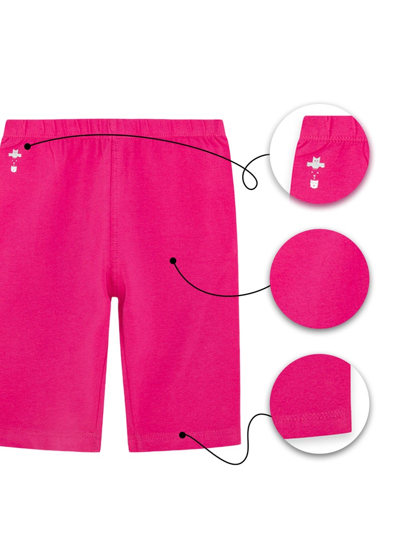 Soft and Comfortable Fuchsia Cotton Cycling Shorts for Girls