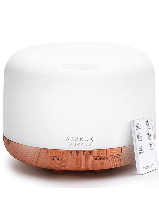 500Ml Premium Essential Oil Diffuser With Remote Control 5 In 1 Ultrasonic Aromatherapy Fragrant Oil Humidifier Vaporizer Timer And Autooff Safety Switch Brown