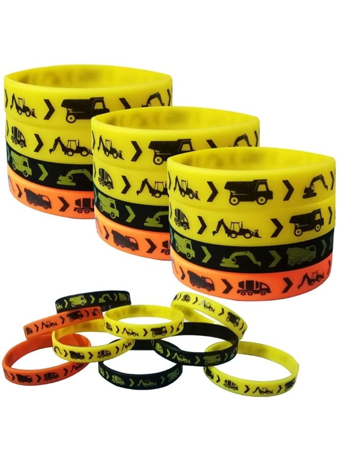 24PCS Construction Zone Party Favors Rubber Bracelets - Construction Birthday Party Supplies Car Decorations Goodie Bag Stuffers Slicone Wristbands