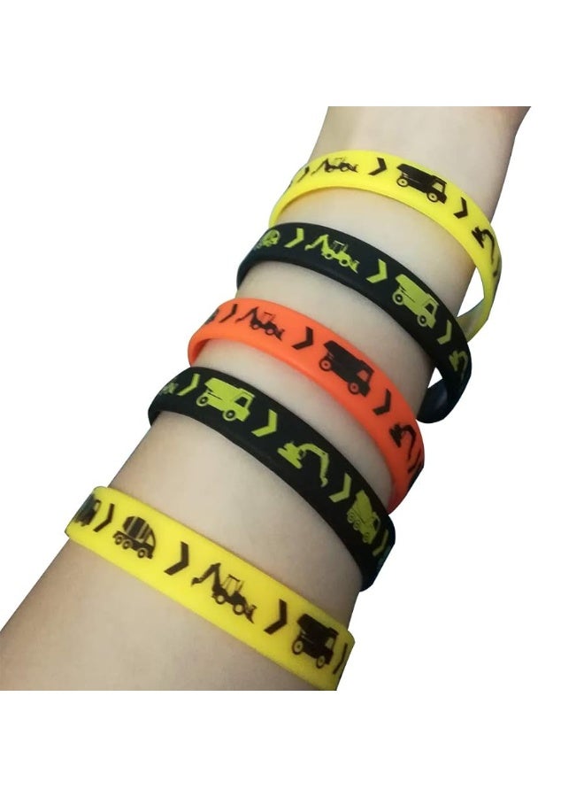 24PCS Construction Zone Party Favors Rubber Bracelets - Construction Birthday Party Supplies Car Decorations Goodie Bag Stuffers Slicone Wristbands