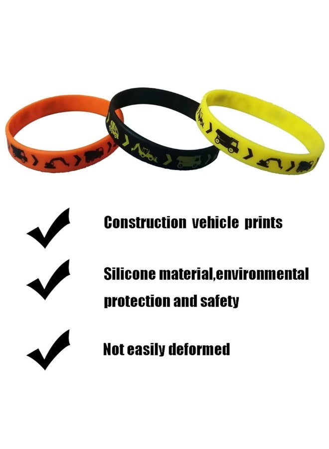 24PCS Construction Zone Party Favors Rubber Bracelets - Construction Birthday Party Supplies Car Decorations Goodie Bag Stuffers Slicone Wristbands