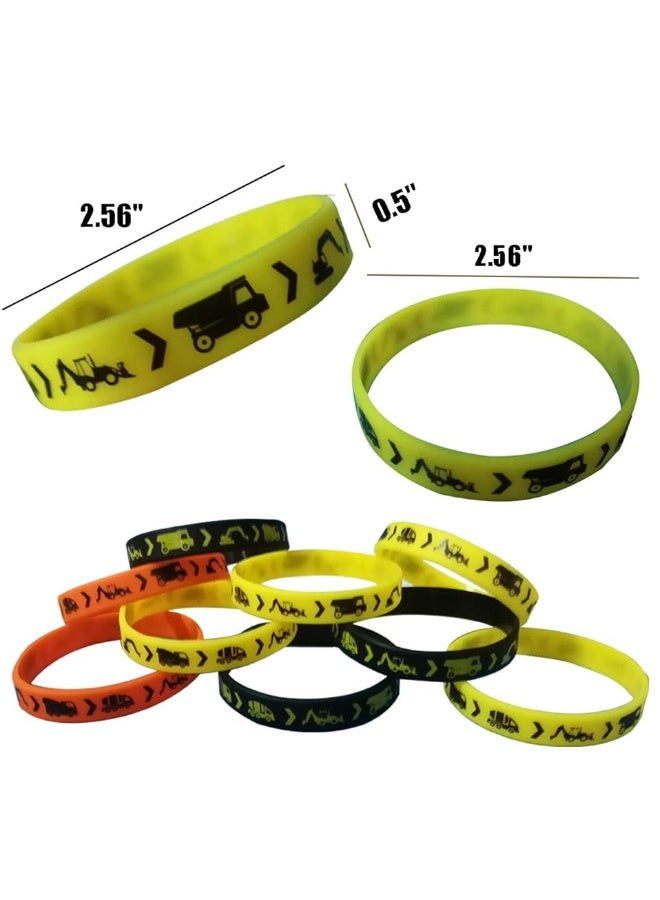24PCS Construction Zone Party Favors Rubber Bracelets - Construction Birthday Party Supplies Car Decorations Goodie Bag Stuffers Slicone Wristbands